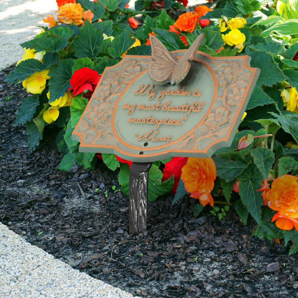 Monet Garden Butterfly Lawn Plaque, Antique Copper | Plow & Hearth