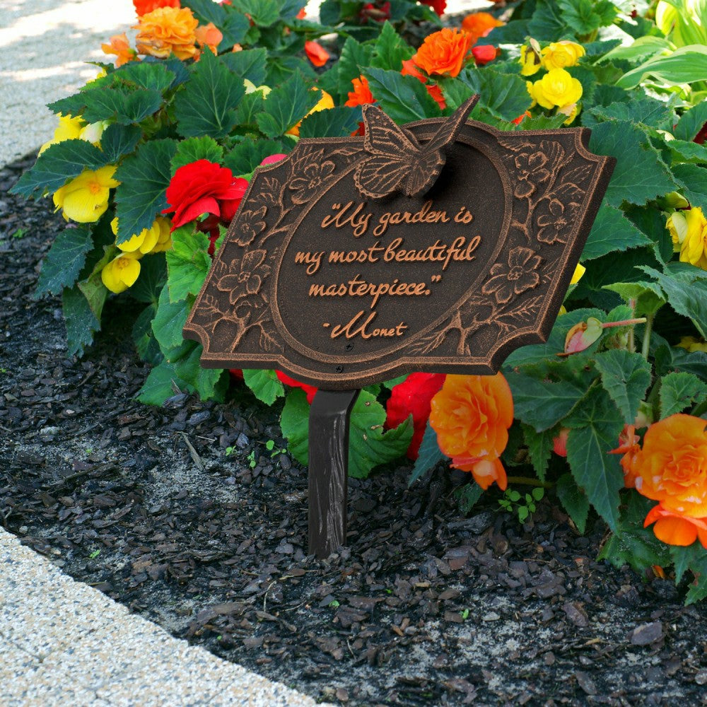 Monet Garden Butterfly Lawn Plaque, Antique Copper | Plow & Hearth