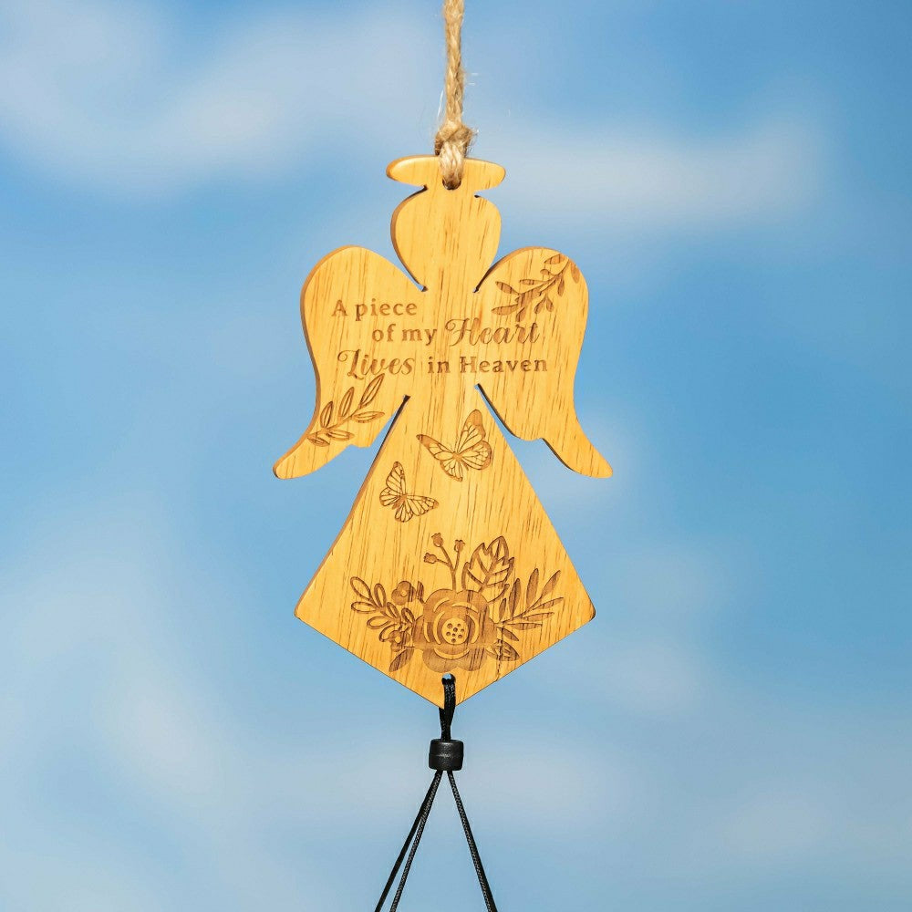 Memorial Wind Chime, Bamboo, Angel, 37" H | Plow & Hearth