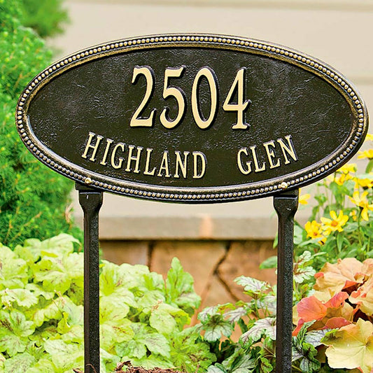 Beaded Oval Lawn Personalized Address Plaque | Plow & Hearth