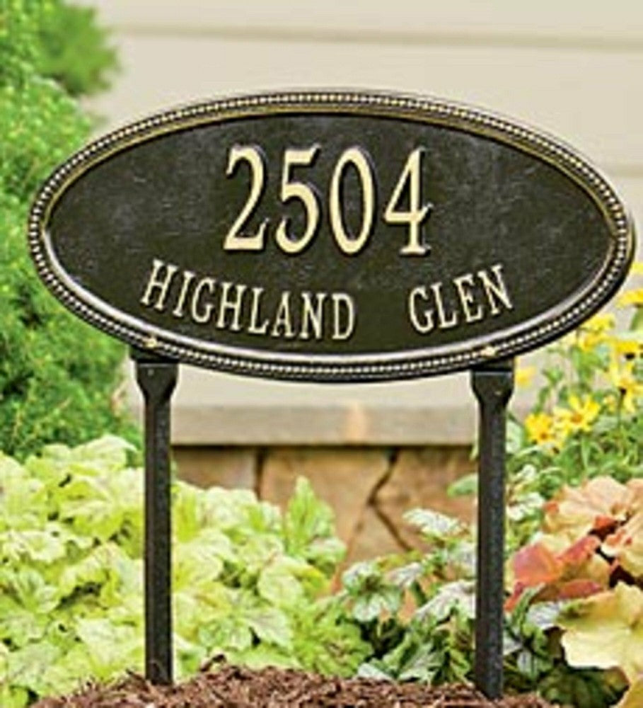 Beaded Oval Lawn Personalized Address Plaque | Plow & Hearth