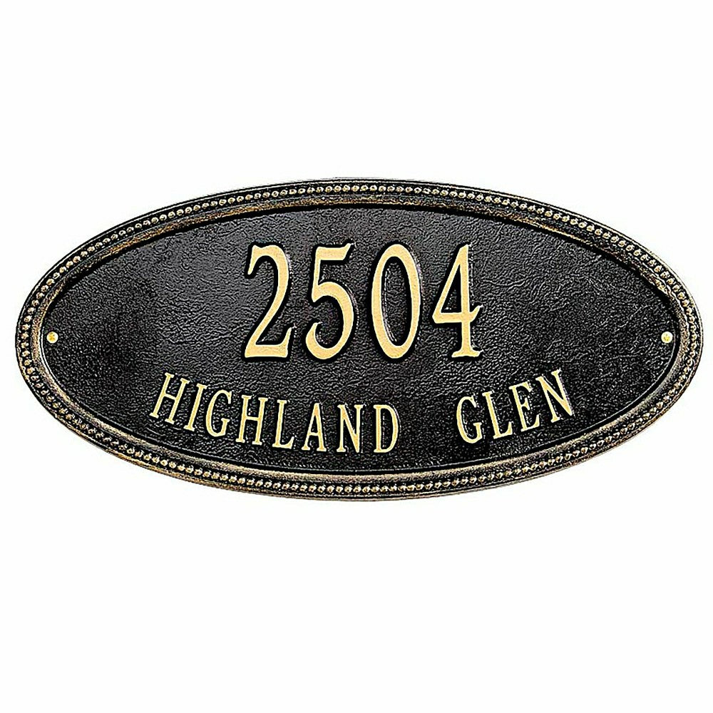 Beaded Oval Lawn Personalized Address Plaque | Plow & Hearth