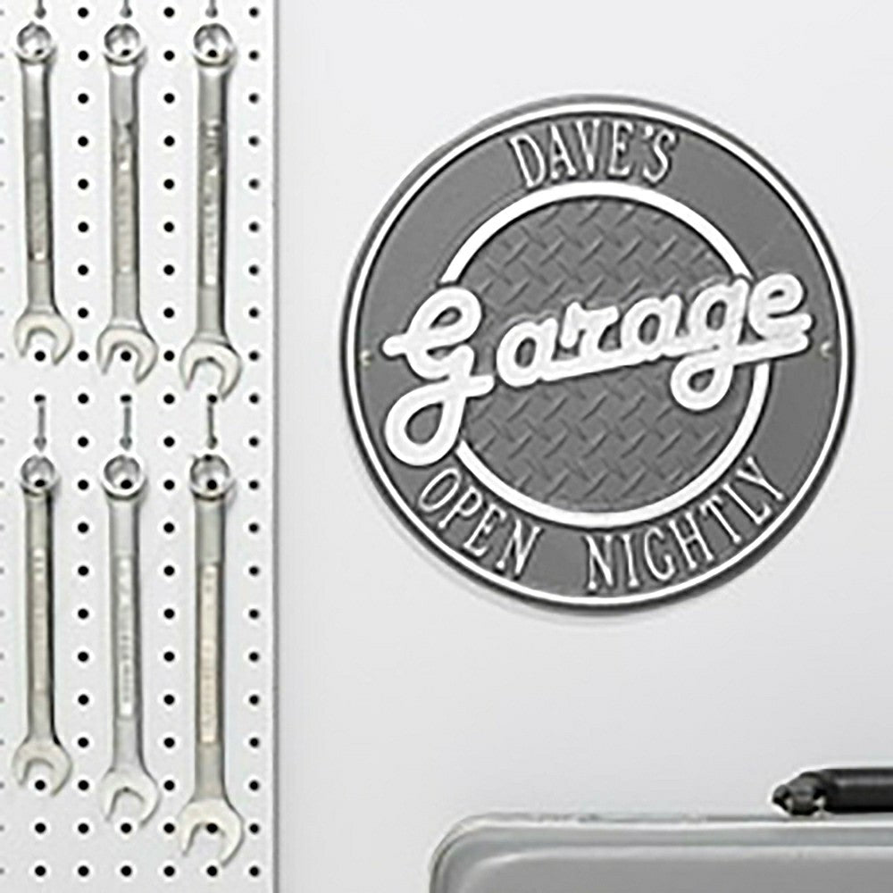 Personalized Round Retro Garage Sign | Plow & Hearth