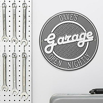 Personalized Round Retro Garage Sign | Plow & Hearth