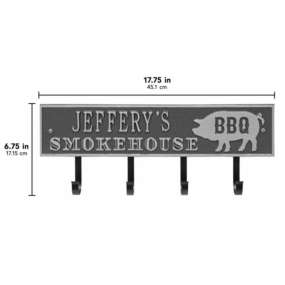 Smokehouse BBQ Rectangle Hook Plaque, Antique Brass | Plow & Hearth