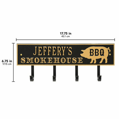 Smokehouse BBQ Rectangle Hook Plaque, Antique Brass | Plow & Hearth