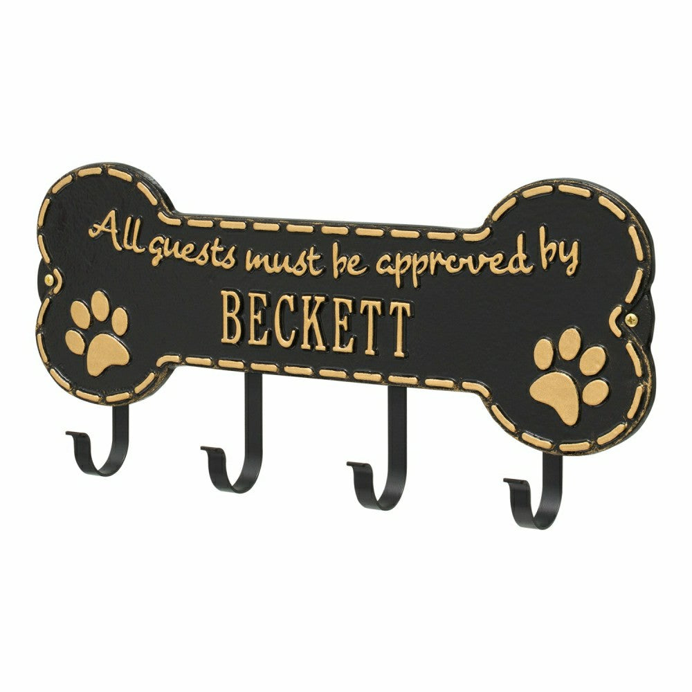 Beckett Paw Bone Hook Plaque, Black/Gold | Plow & Hearth