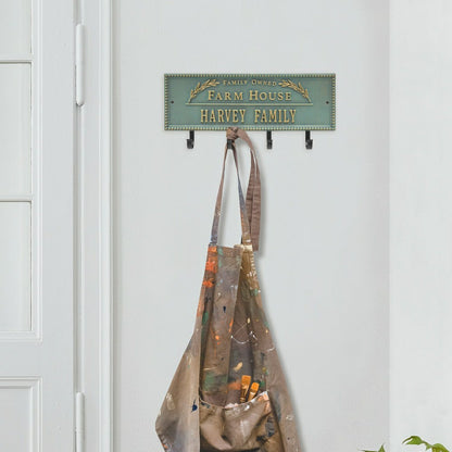 Farm House Beaded Rectangle Personalized Hook Plaque, Black/Gold | Plow & Hearth