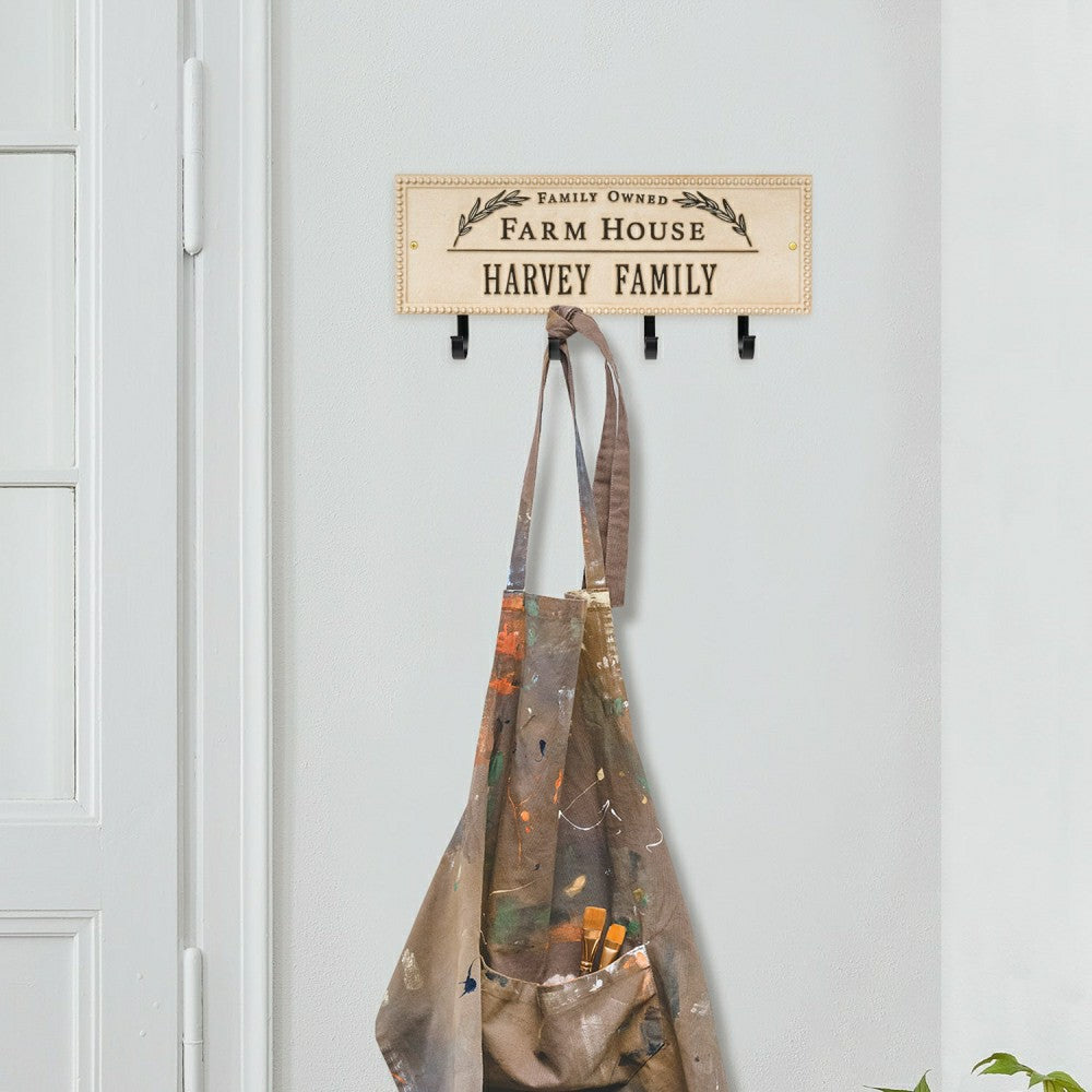 Farm House Beaded Rectangle Personalized Hook Plaque, Black/Gold | Plow & Hearth