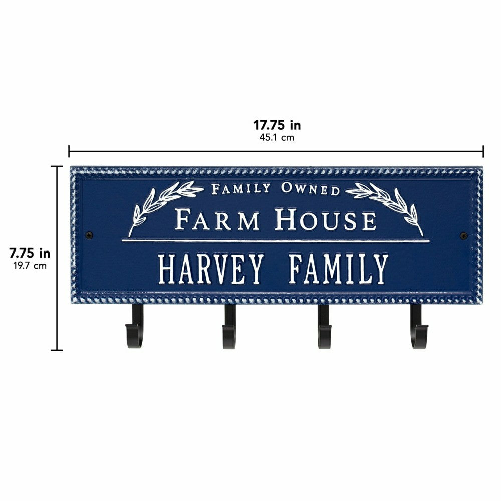 Farm House Beaded Rectangle Personalized Hook Plaque, Black/Gold | Plow & Hearth