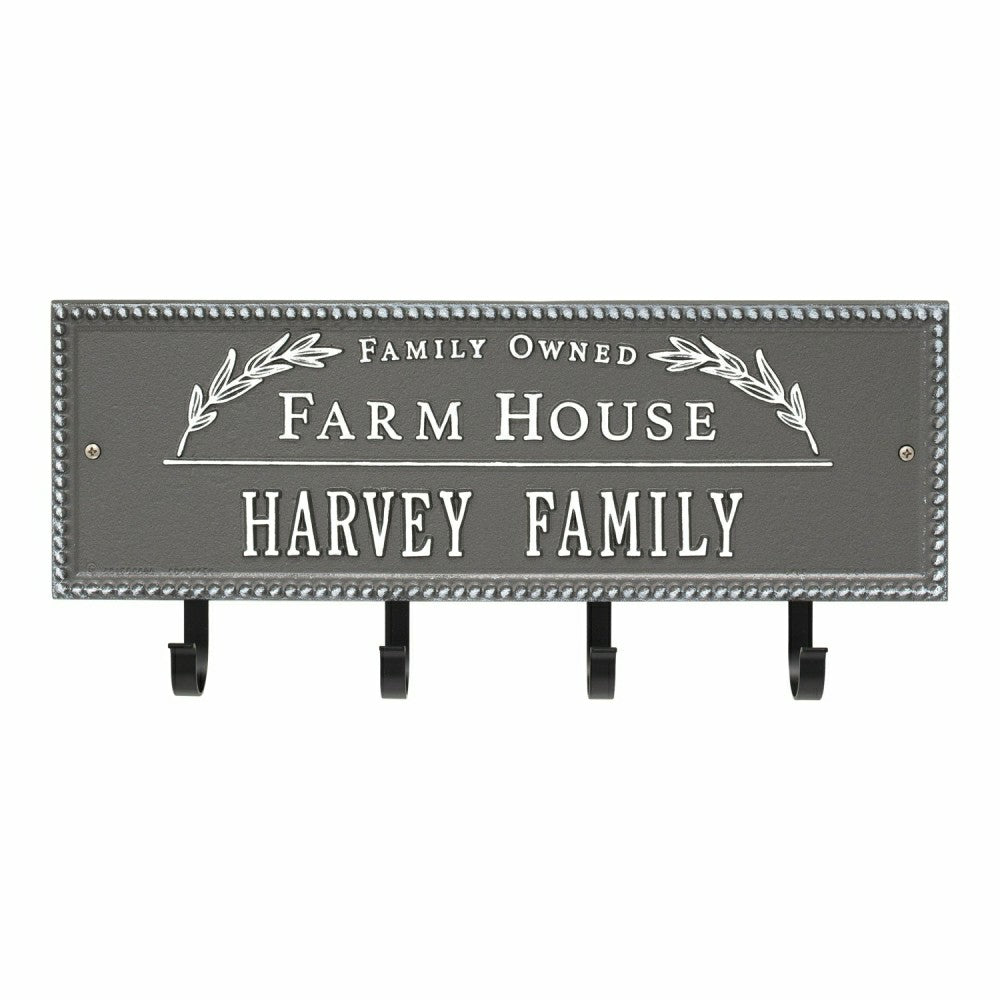 Farm House Beaded Rectangle Personalized Hook Plaque, Black/Gold | Plow & Hearth