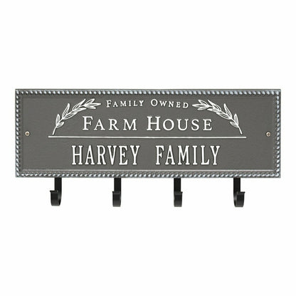 Farm House Beaded Rectangle Personalized Hook Plaque, Black/Gold | Plow & Hearth