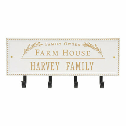 Farm House Beaded Rectangle Personalized Hook Plaque, Black/Gold | Plow & Hearth