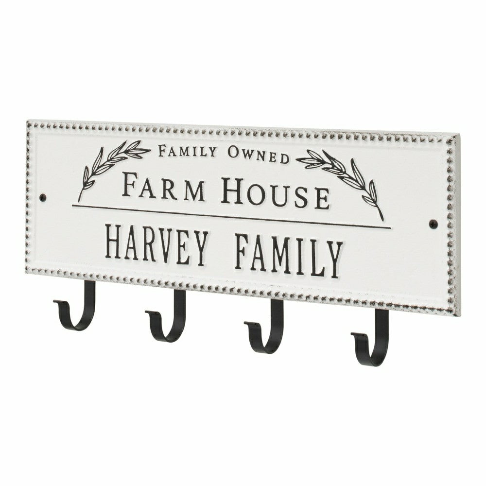 Farm House Beaded Rectangle Personalized Hook Plaque, Black/Gold | Plow & Hearth