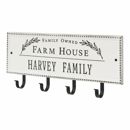 Farm House Beaded Rectangle Personalized Hook Plaque, Black/Gold | Plow & Hearth