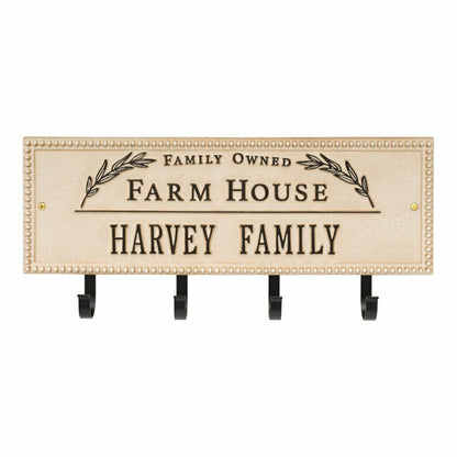 Farm House Beaded Rectangle Personalized Hook Plaque, Black/Gold | Plow & Hearth
