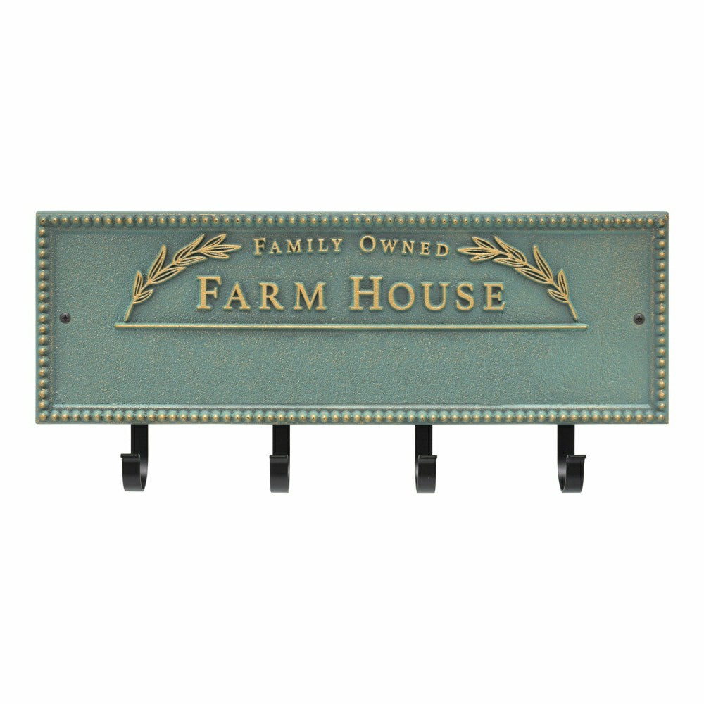 Farm House Beaded Rectangle Personalized Hook Plaque, Black/Gold | Plow & Hearth