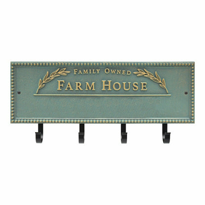 Farm House Beaded Rectangle Personalized Hook Plaque, Black/Gold | Plow & Hearth