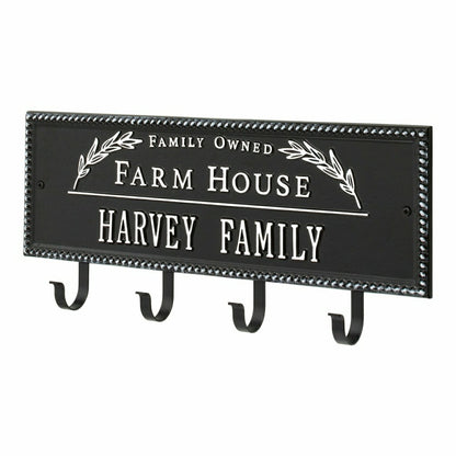 Farm House Beaded Rectangle Personalized Hook Plaque, Black/Gold | Plow & Hearth