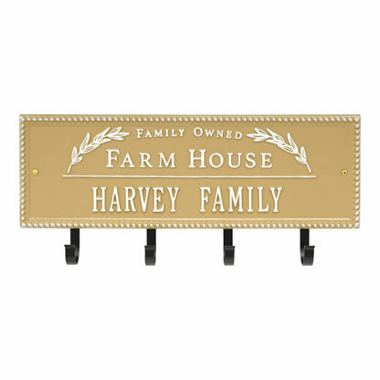 Farm House Beaded Rectangle Personalized Hook Plaque, Black/Gold | Plow & Hearth