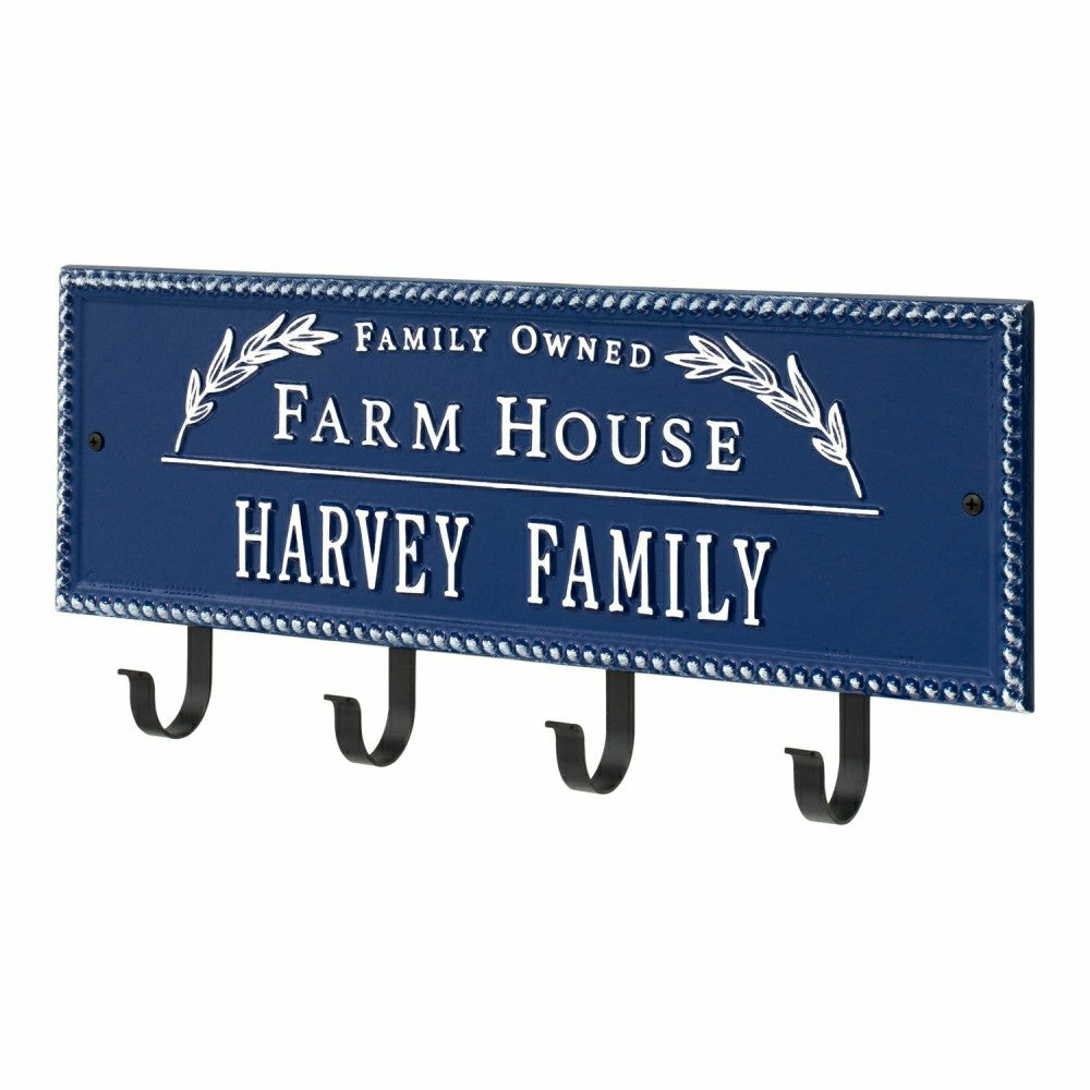 Farm House Beaded Rectangle Personalized Hook Plaque, Black/Gold | Plow & Hearth