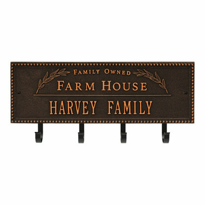 Farm House Beaded Rectangle Personalized Hook Plaque, Black/Gold | Plow & Hearth
