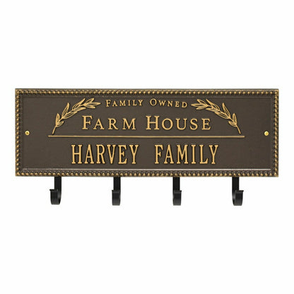 Farm House Beaded Rectangle Personalized Hook Plaque, Black/Gold | Plow & Hearth