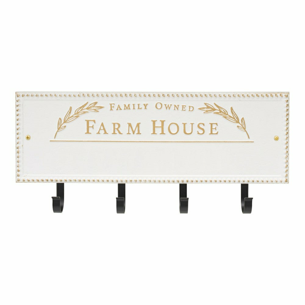 Farm House Beaded Rectangle Personalized Hook Plaque, Black/Gold | Plow & Hearth