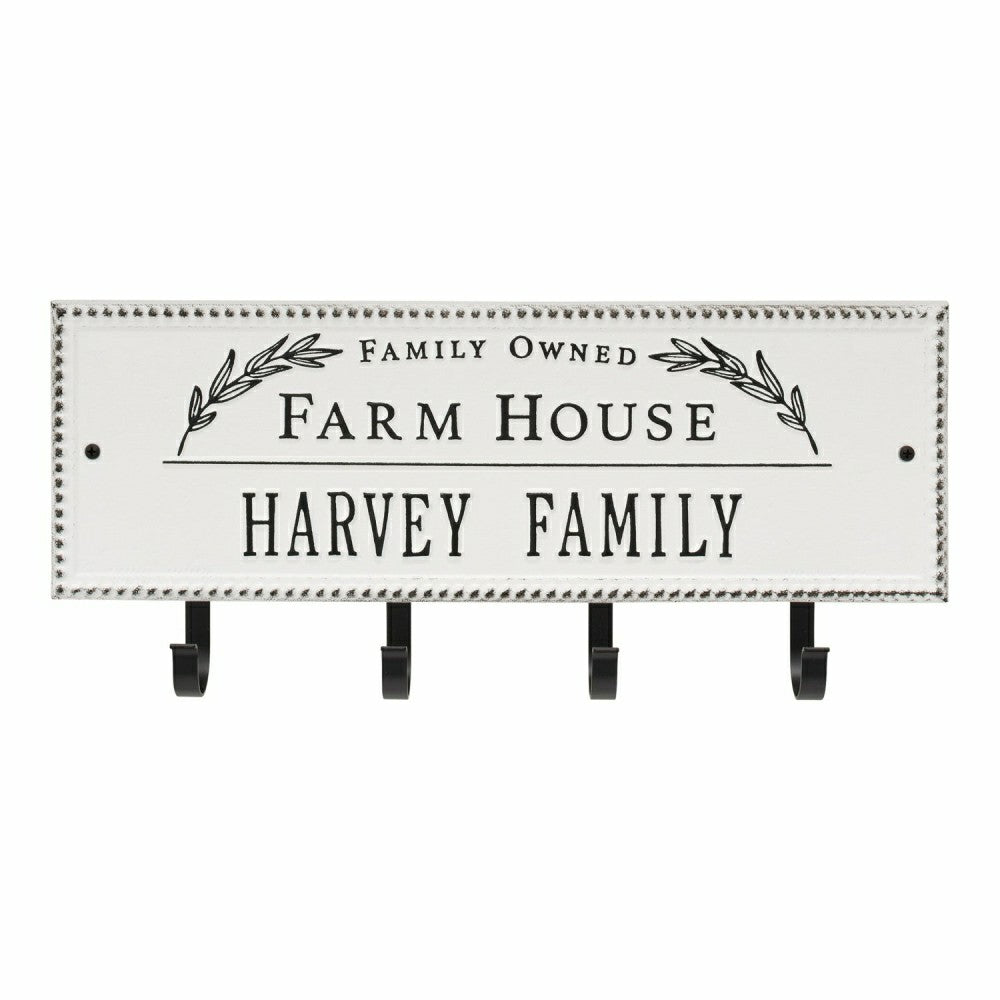 Farm House Beaded Rectangle Personalized Hook Plaque, Black/Gold | Plow & Hearth