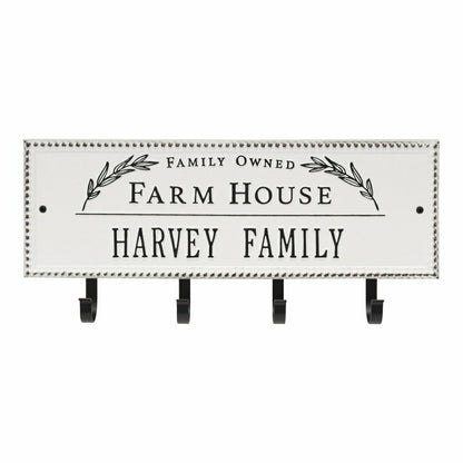 Farm House Beaded Rectangle Personalized Hook Plaque, Black/Gold | Plow & Hearth