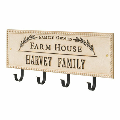 Farm House Beaded Rectangle Personalized Hook Plaque, Black/Gold | Plow & Hearth