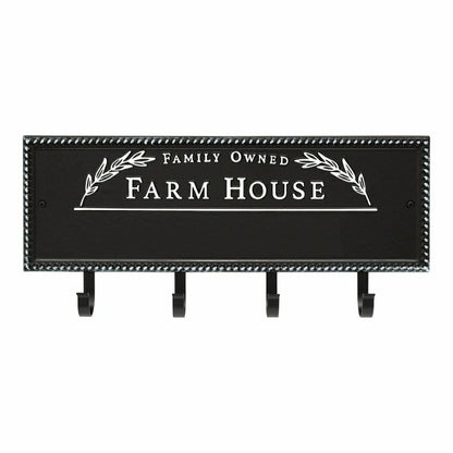 Farm House Beaded Rectangle Personalized Hook Plaque, Black/Gold | Plow & Hearth