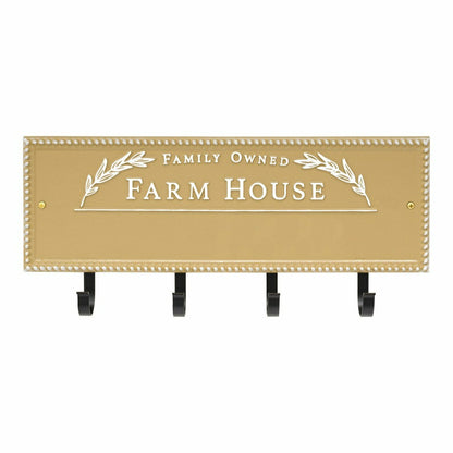 Farm House Beaded Rectangle Personalized Hook Plaque, Black/Gold | Plow & Hearth