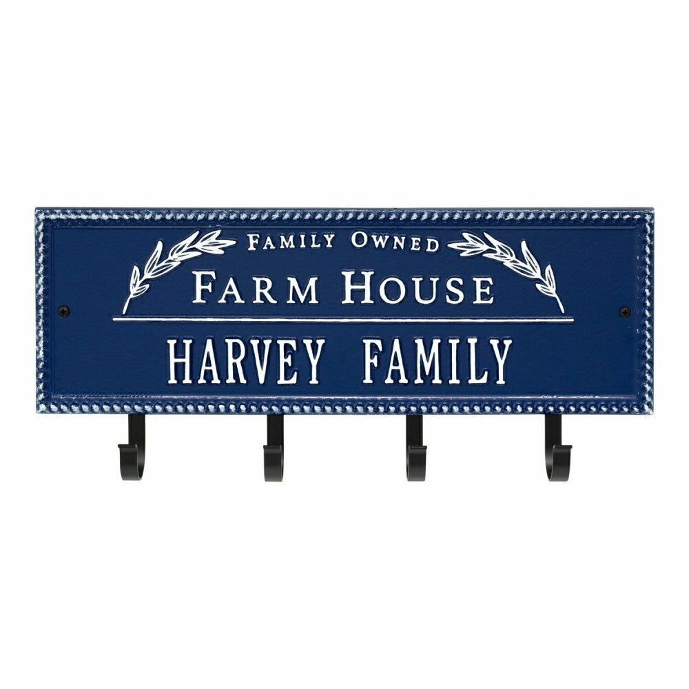 Farm House Beaded Rectangle Personalized Hook Plaque, Black/Gold | Plow & Hearth