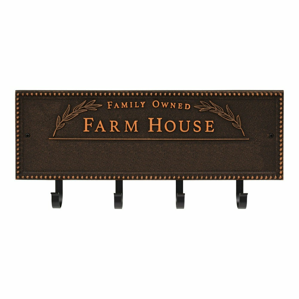 Farm House Beaded Rectangle Personalized Hook Plaque, Black/Gold | Plow & Hearth