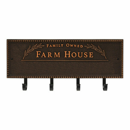 Farm House Beaded Rectangle Personalized Hook Plaque, Black/Gold | Plow & Hearth