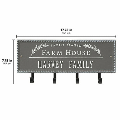 Farm House Beaded Rectangle Personalized Hook Plaque, Black/Gold | Plow & Hearth
