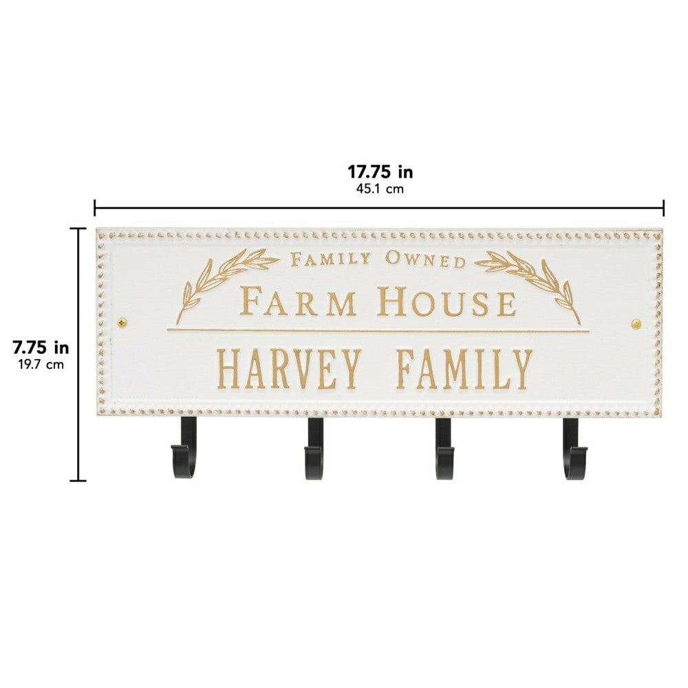 Farm House Beaded Rectangle Personalized Hook Plaque, Black/Gold | Plow & Hearth