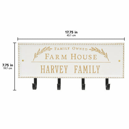 Farm House Beaded Rectangle Personalized Hook Plaque, Black/Gold | Plow & Hearth