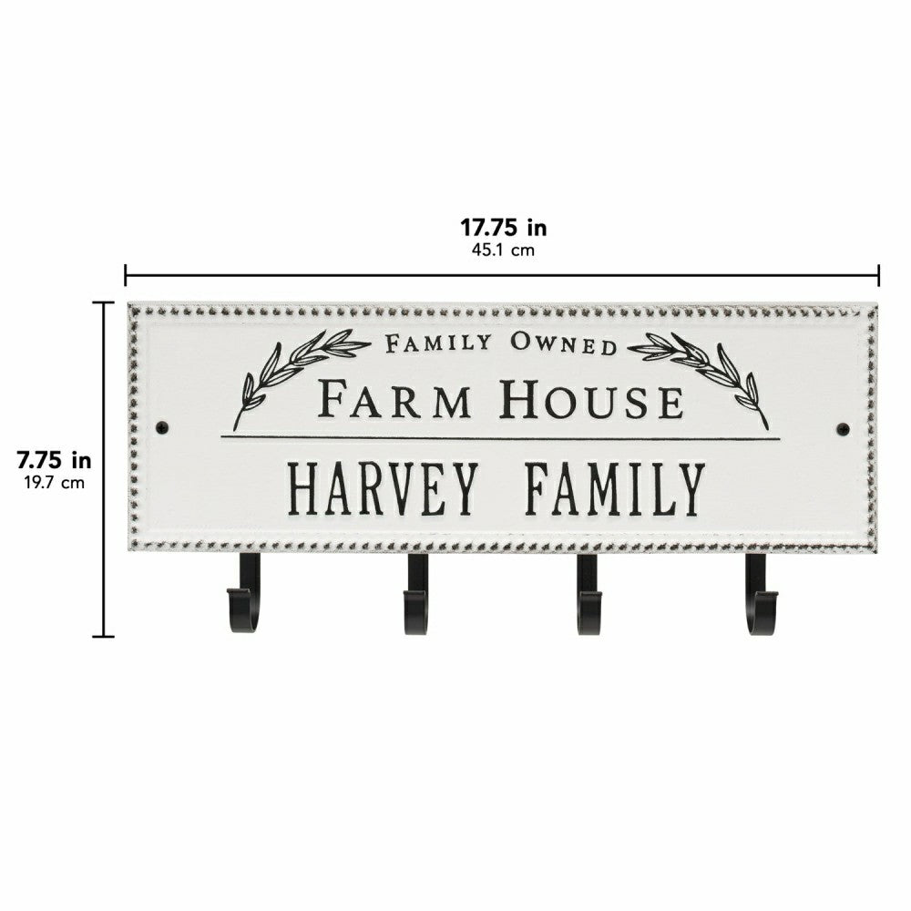 Farm House Beaded Rectangle Personalized Hook Plaque, Black/Gold | Plow & Hearth
