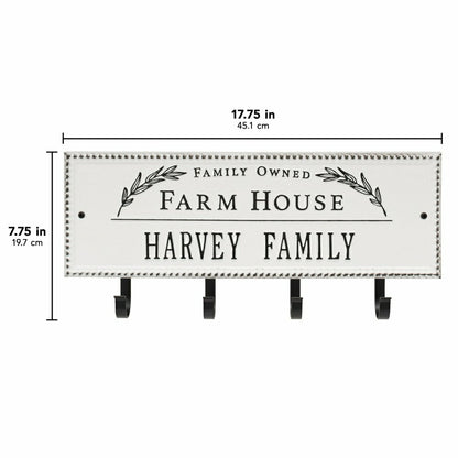 Farm House Beaded Rectangle Personalized Hook Plaque, Black/Gold | Plow & Hearth