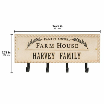 Farm House Beaded Rectangle Personalized Hook Plaque, Black/Gold | Plow & Hearth
