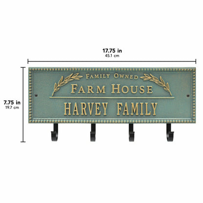 Farm House Beaded Rectangle Personalized Hook Plaque, Black/Gold | Plow & Hearth