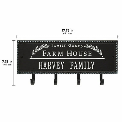Farm House Beaded Rectangle Personalized Hook Plaque, Black/Gold | Plow & Hearth