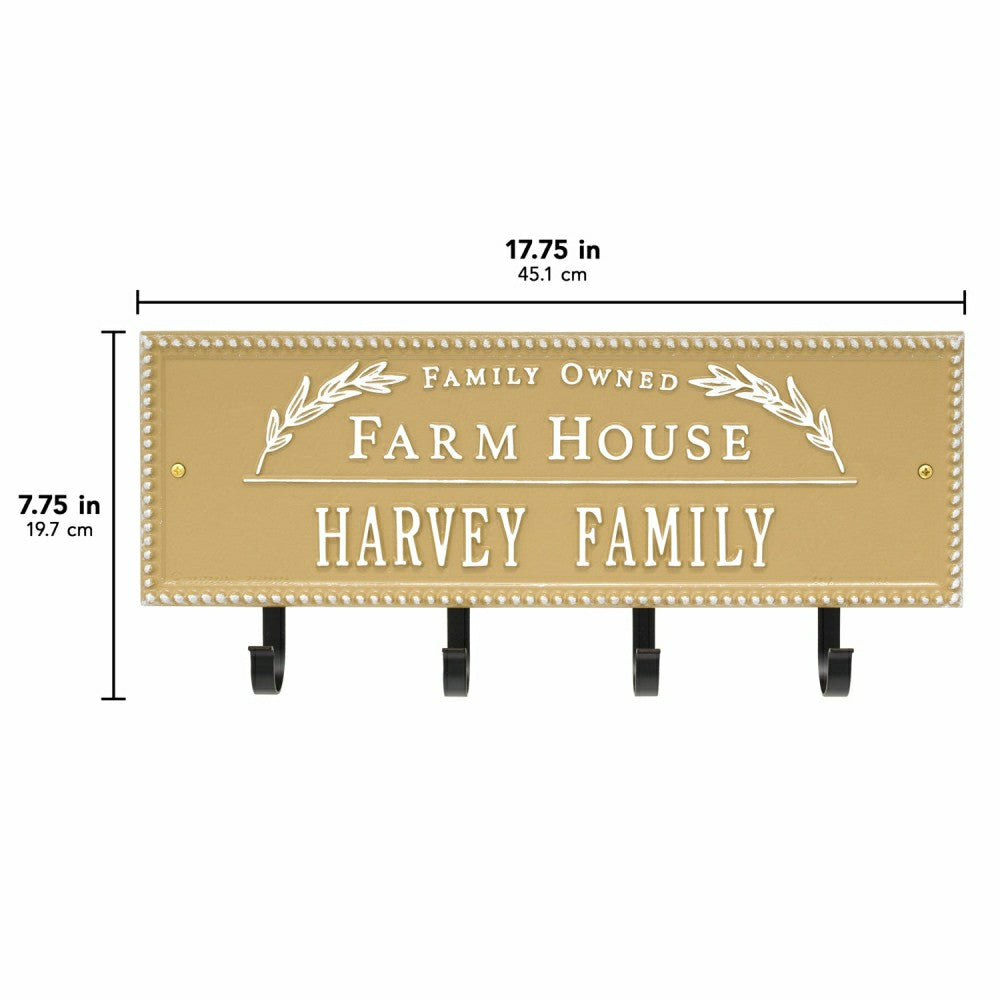 Farm House Beaded Rectangle Personalized Hook Plaque, Black/Gold | Plow & Hearth