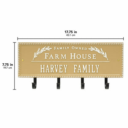 Farm House Beaded Rectangle Personalized Hook Plaque, Black/Gold | Plow & Hearth