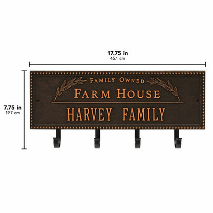 Farm House Beaded Rectangle Personalized Hook Plaque, Black/Gold | Plow & Hearth