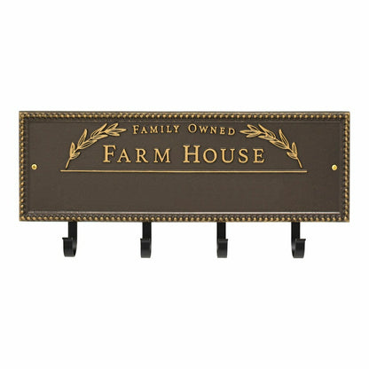 Farm House Beaded Rectangle Personalized Hook Plaque, Black/Gold | Plow & Hearth