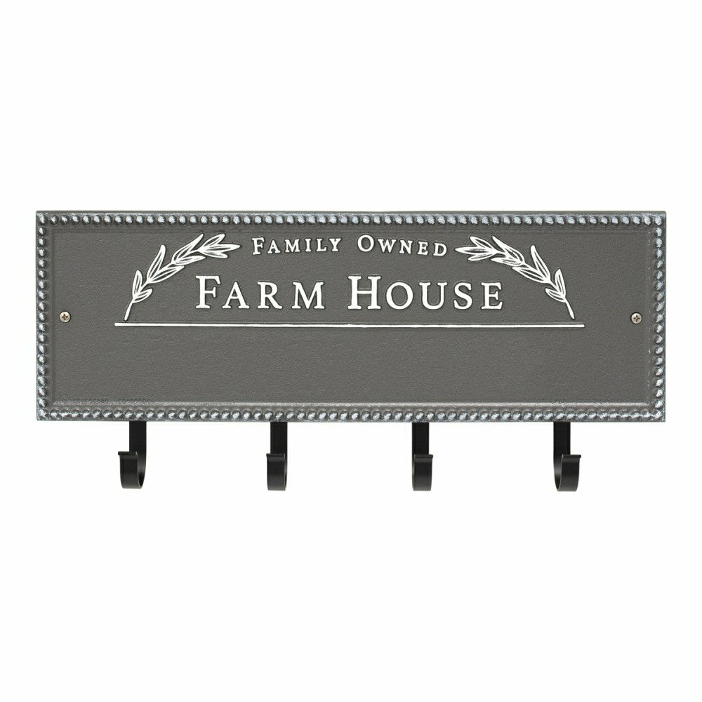 Farm House Beaded Rectangle Personalized Hook Plaque, Black/Gold | Plow & Hearth