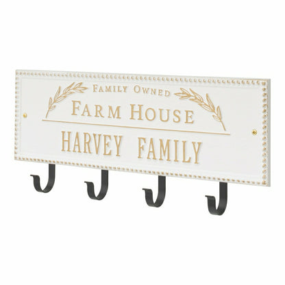Farm House Beaded Rectangle Personalized Hook Plaque, Black/Gold | Plow & Hearth